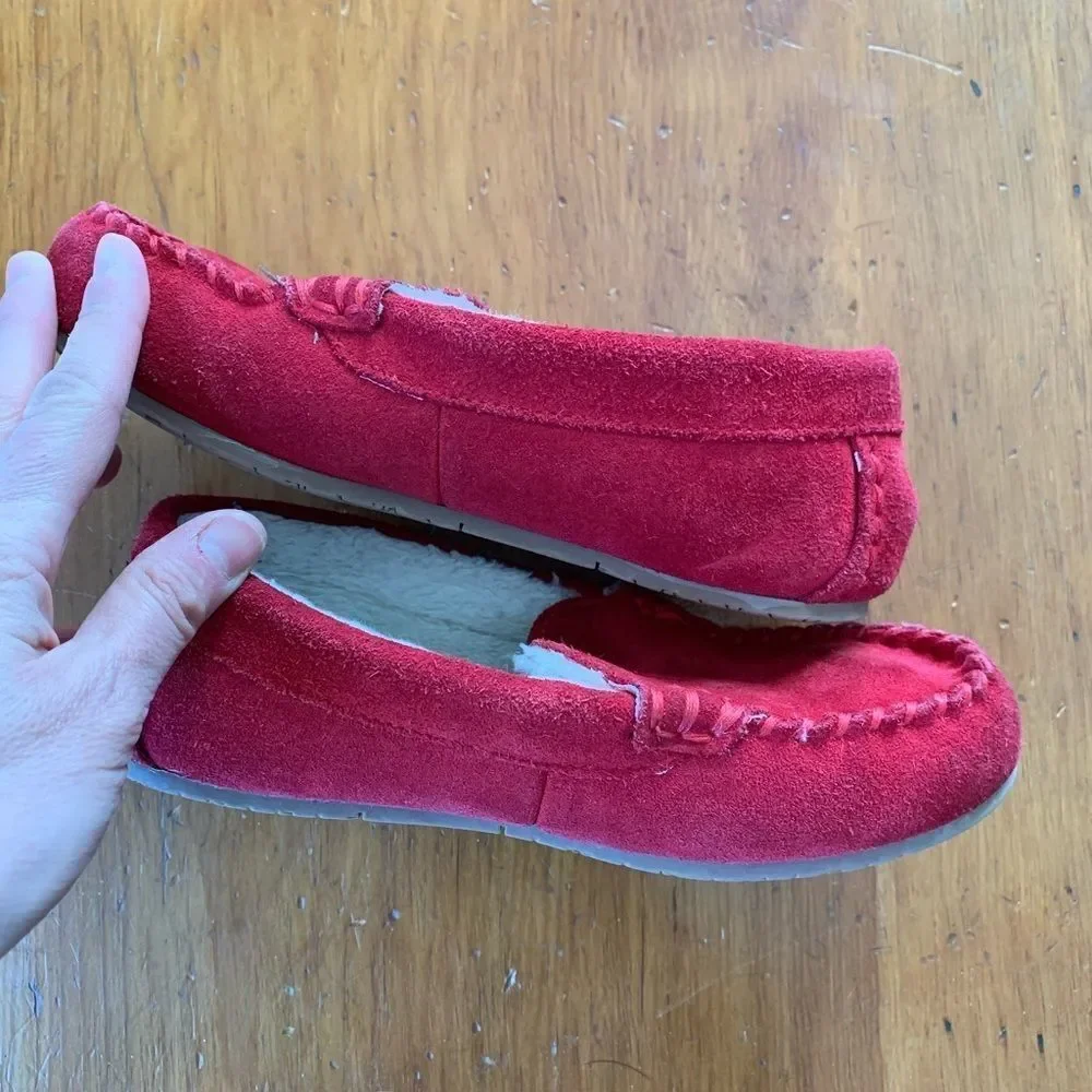 Kids lands end red slippers size 3